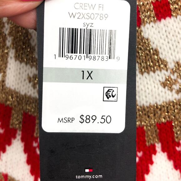 TOMMY HILFIGER Women's Half Snowflake Sweater 1X Blue Sky Captain NWT - Picture 6 of 8